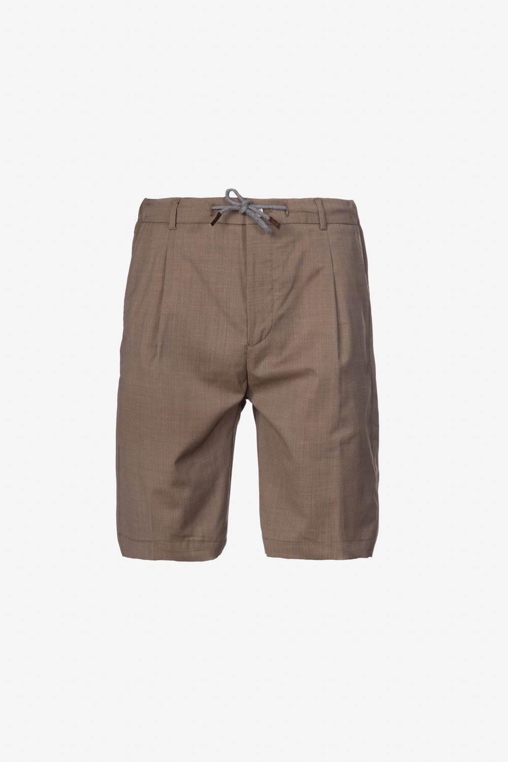 Tobacco virgin wool Bermuda shorts