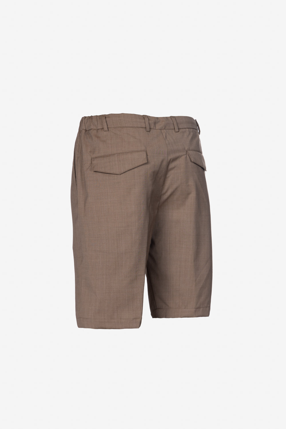 Tobacco virgin wool Bermuda shorts