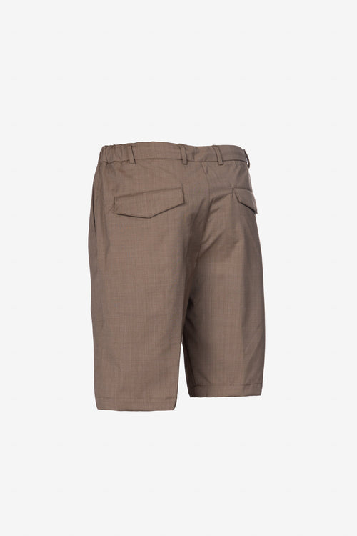 Tobacco virgin wool Bermuda shorts