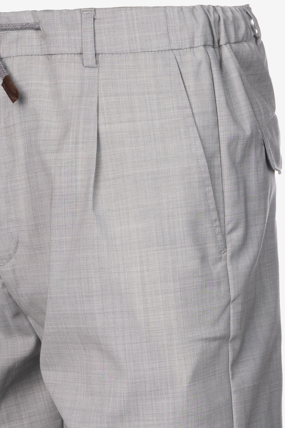 Light grey virgin wool Bermuda shorts
