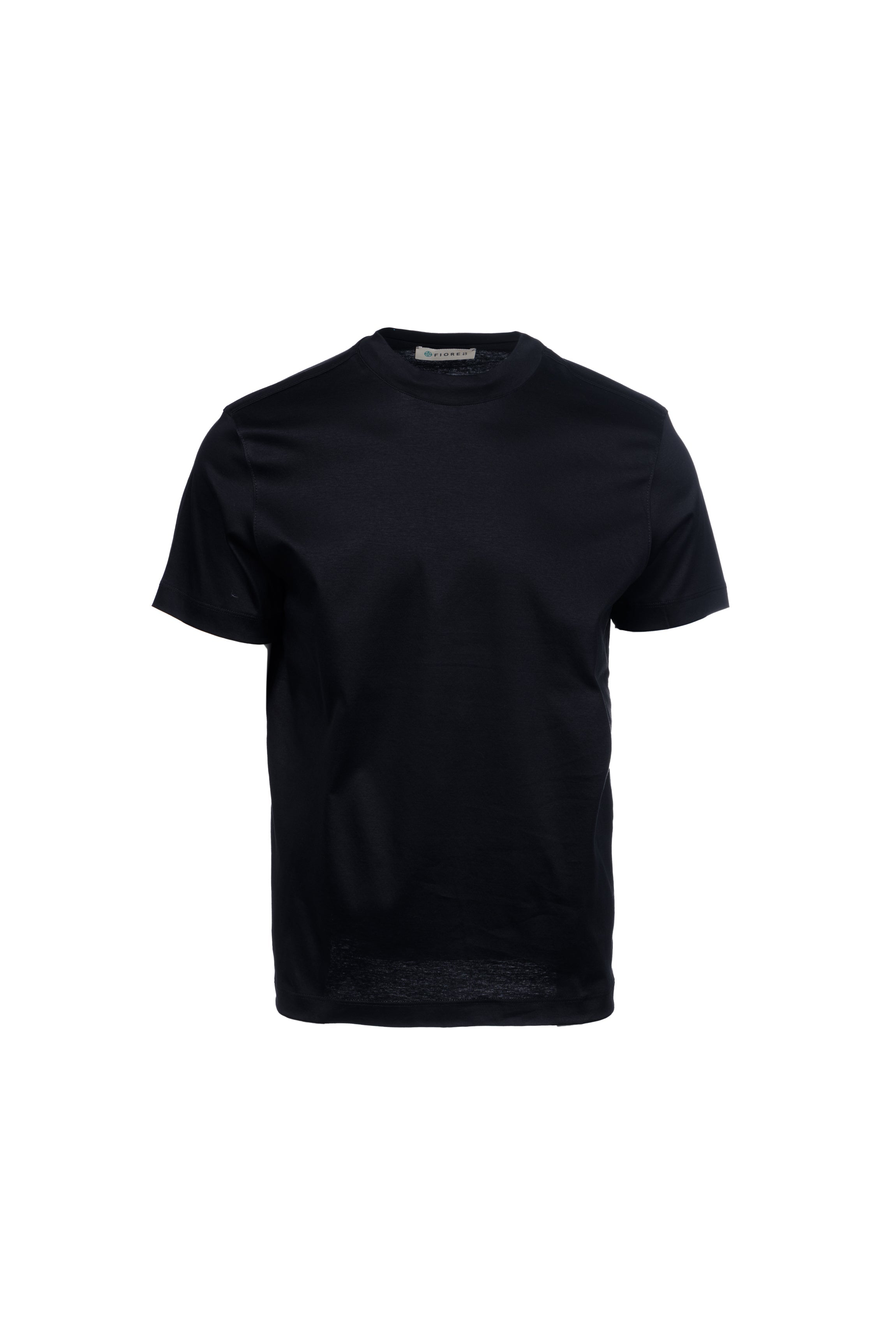 Black pima cotton high-neck t-shirt