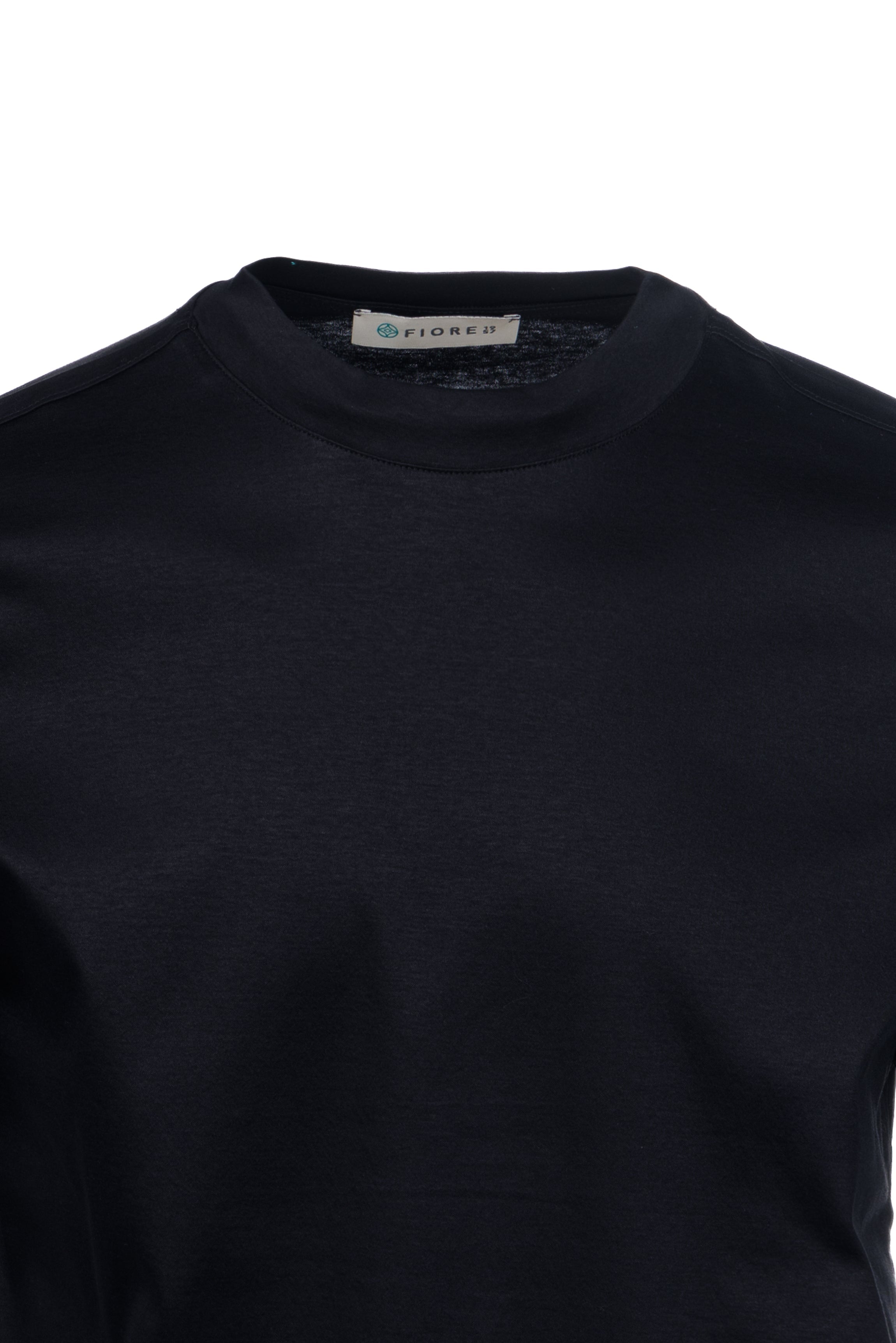 Black pima cotton high-neck t-shirt