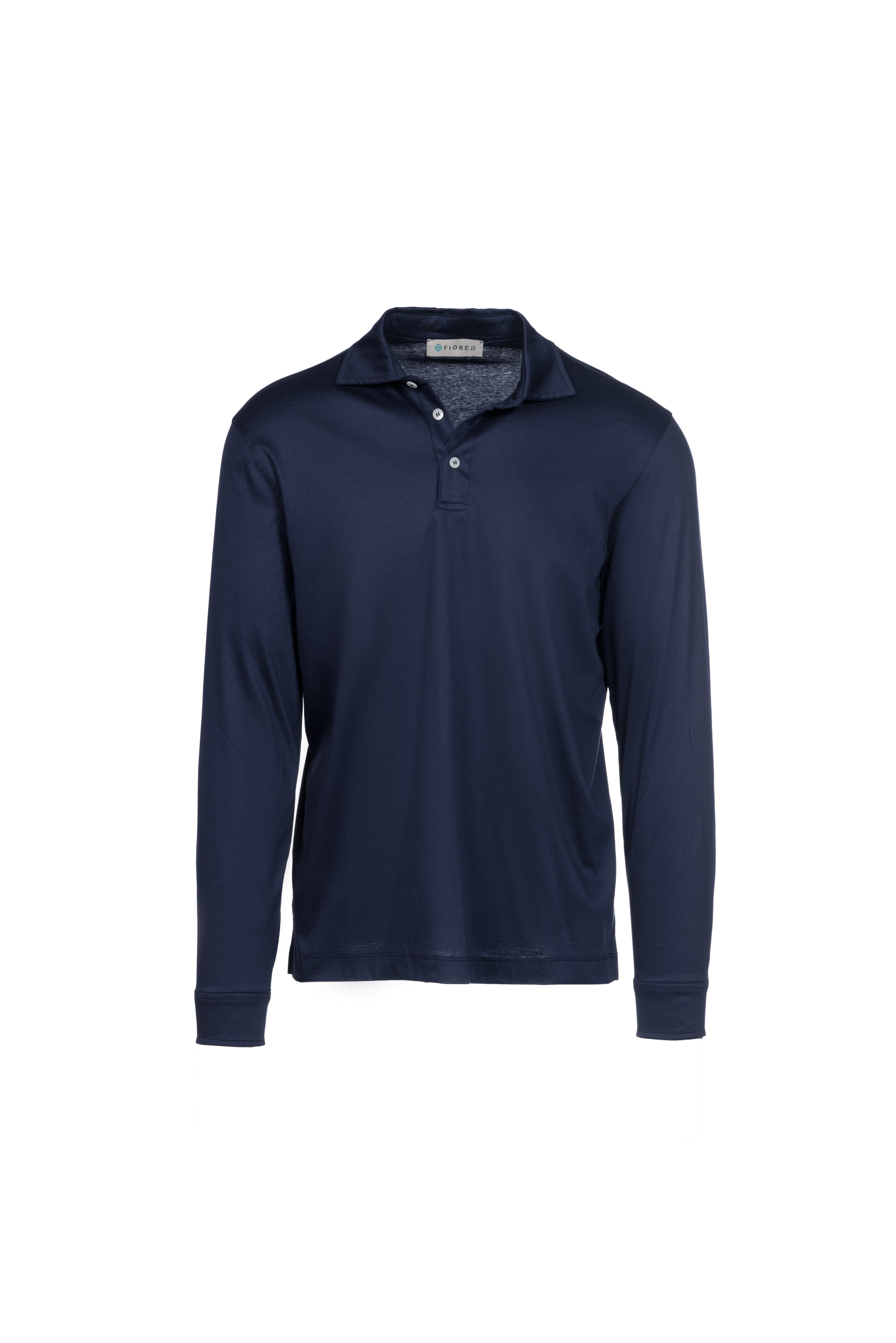 Blue Pima cotton long-sleeved polo shirt