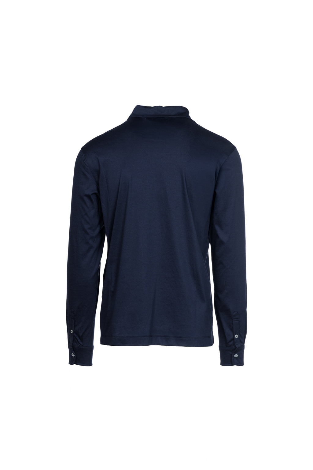 Blue Pima cotton long-sleeved polo shirt