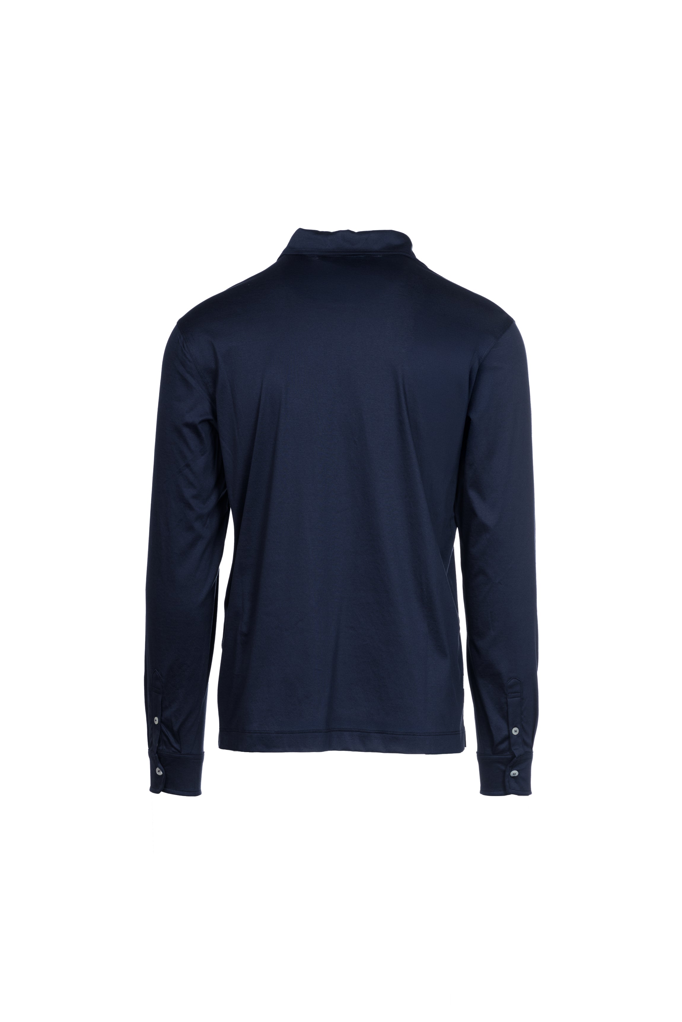 Blue Pima cotton long-sleeved polo shirt
