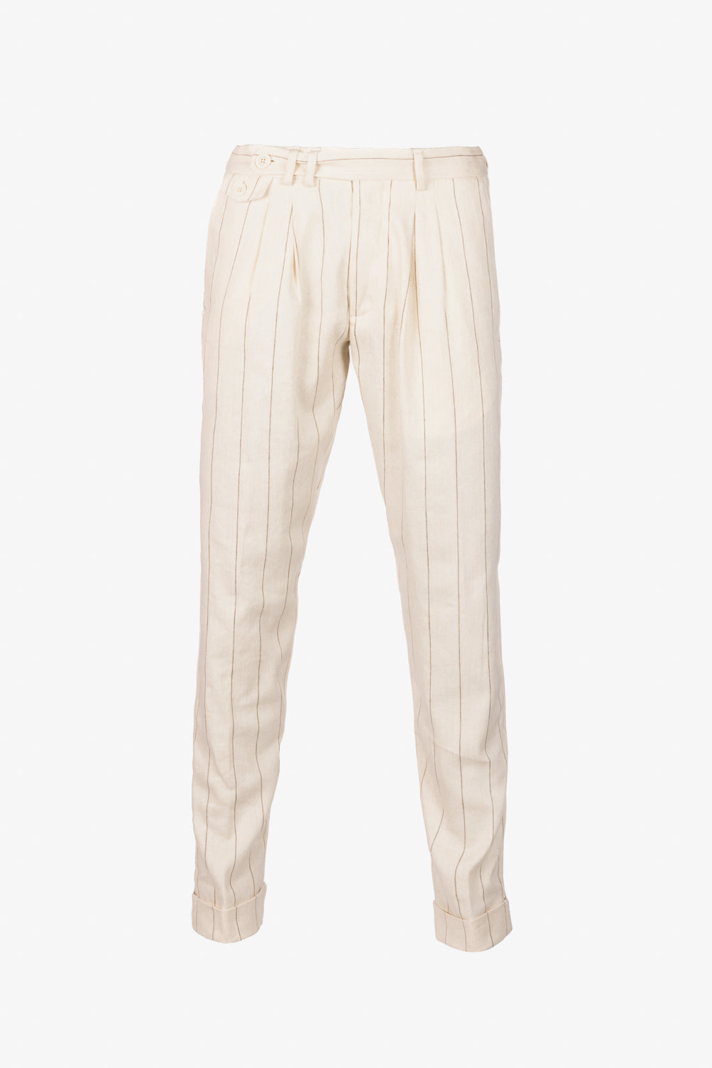 Milano pinstriped linen and cotton trousers