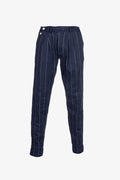 Pinstripe blue Milano trousers in linen and cotton