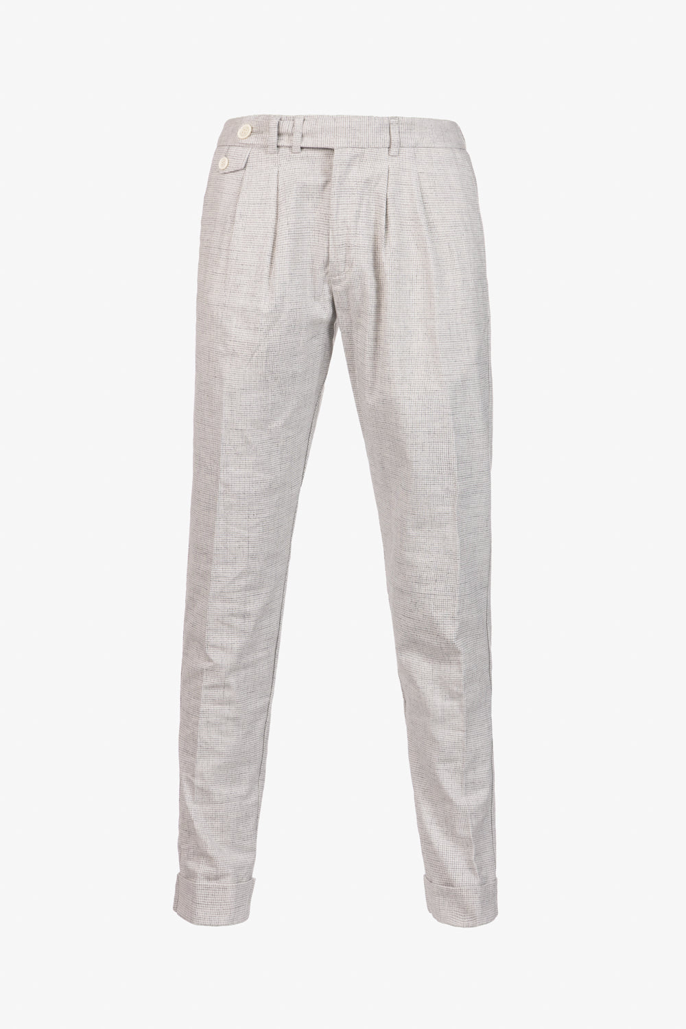 Light grey houndstooth cotton Milano trousers