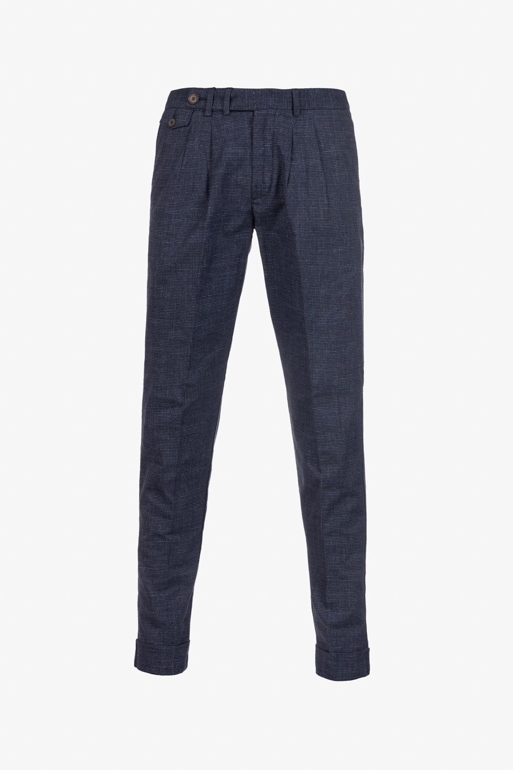Blue houndstooth cotton Milano trousers