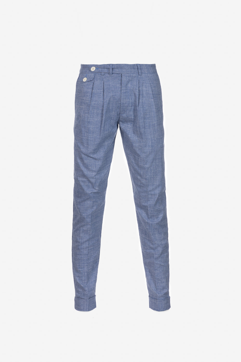 Milano trousers in blue houndstooth cotton