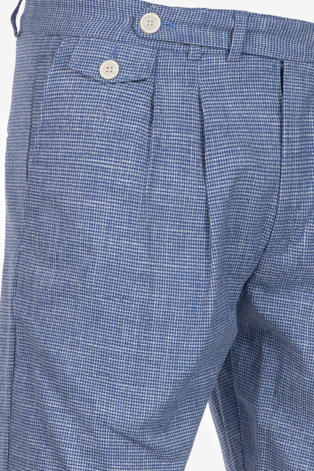 Milano trousers in blue houndstooth cotton
