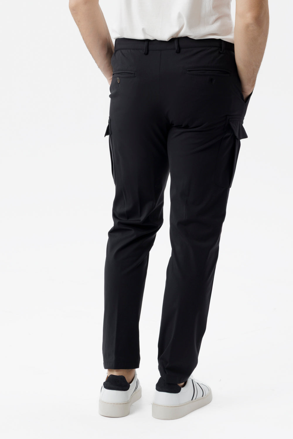 Pantalone coulisse cargo in nylon comfort nero