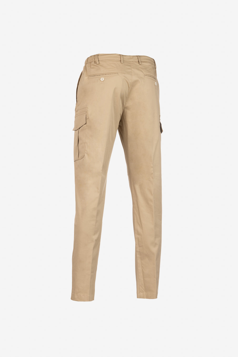 Cotton cargo trousers with beige drawstring