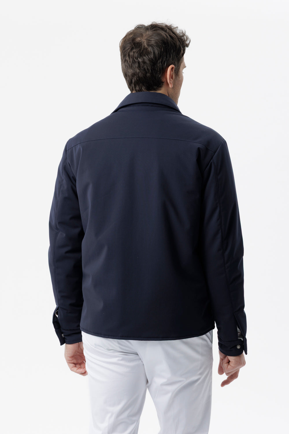 Navy blue membraned stretch nylon overshirt