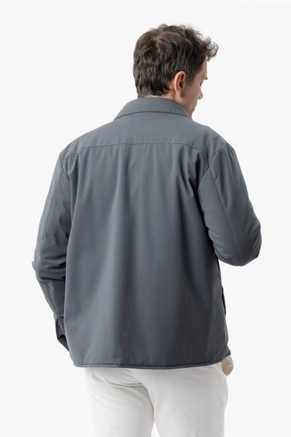 Gray membrane stretch nylon overshirt