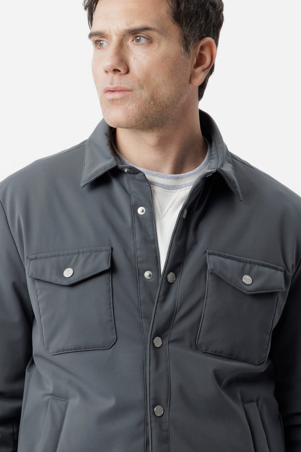 Gray membrane stretch nylon overshirt