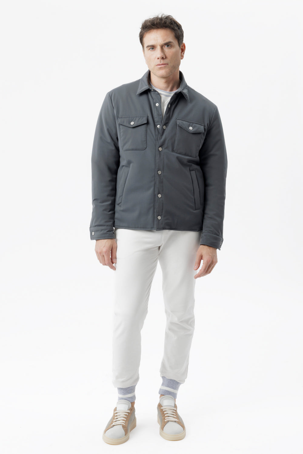 Gray membrane stretch nylon overshirt