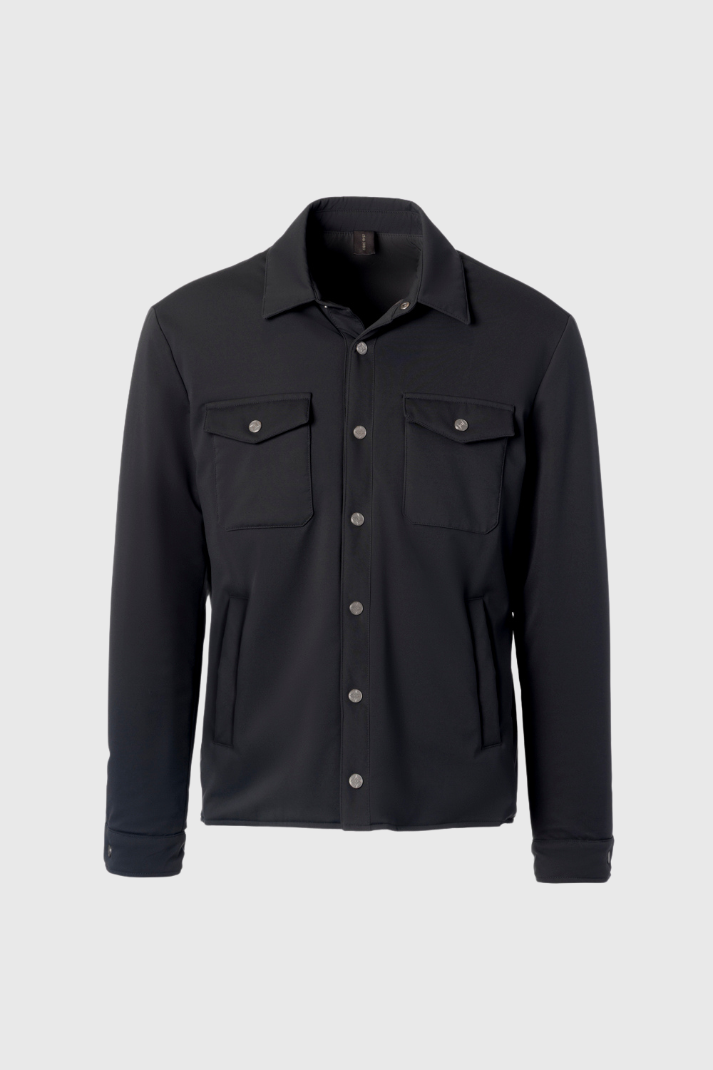 Black membrane stretch nylon overshirt