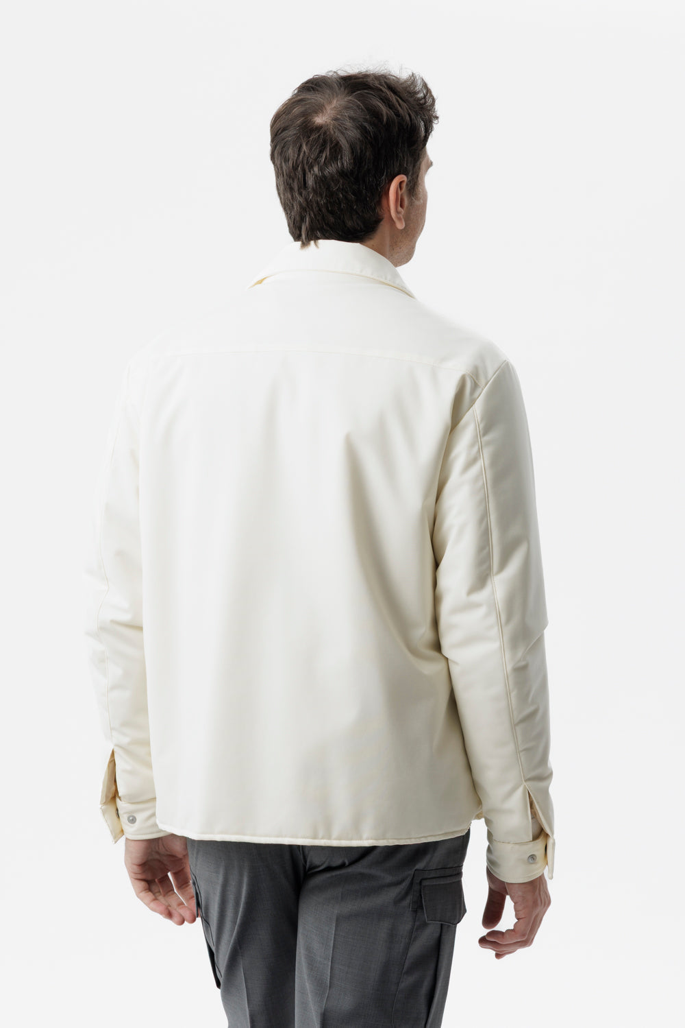 White membrane stretch nylon overshirt