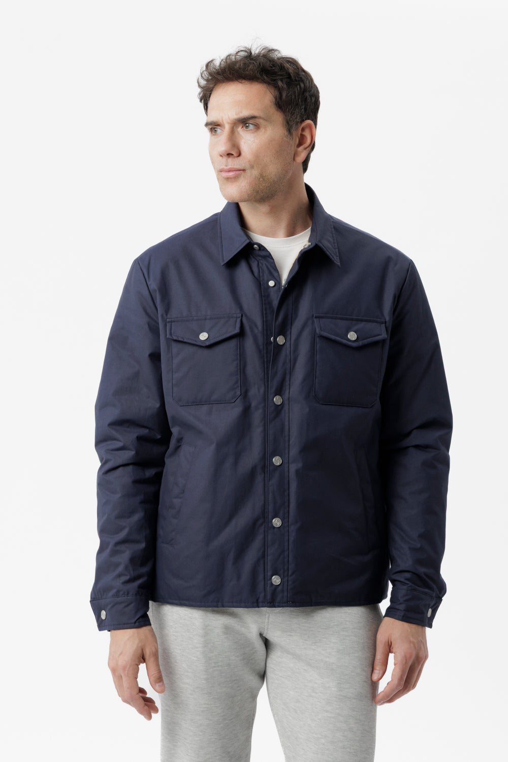 Navy technical cotton overshirt
