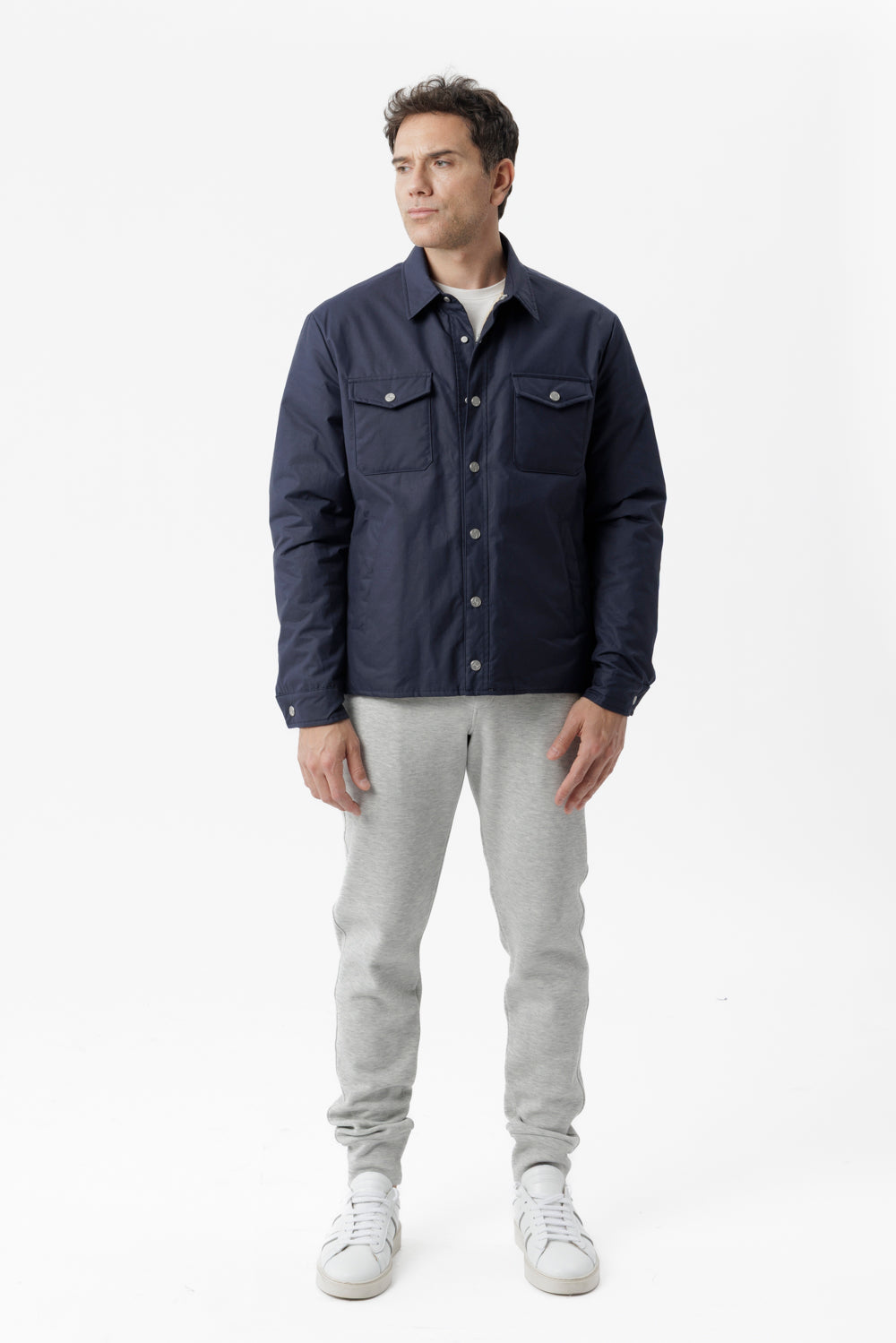 Navy technical cotton overshirt