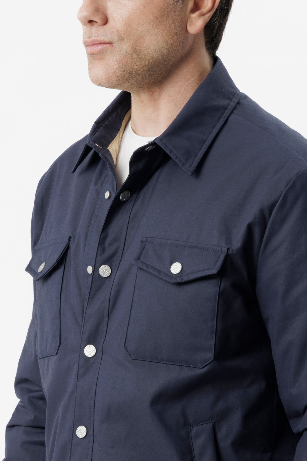 Navy technical cotton overshirt