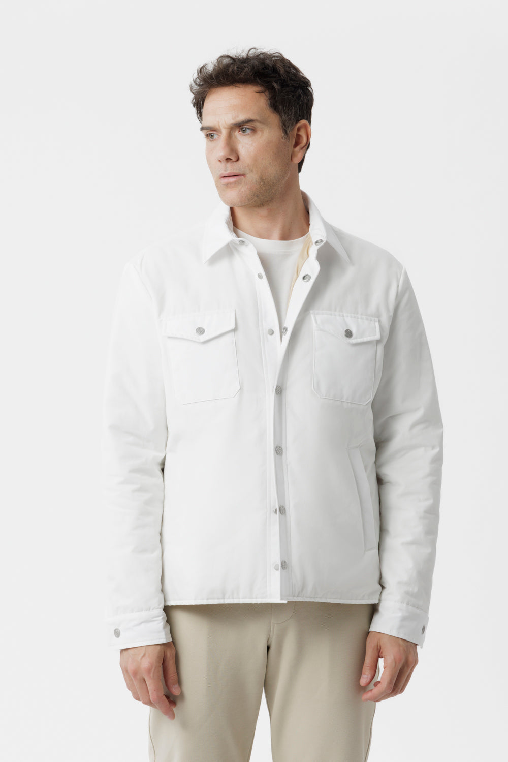 White technical cotton overshirt