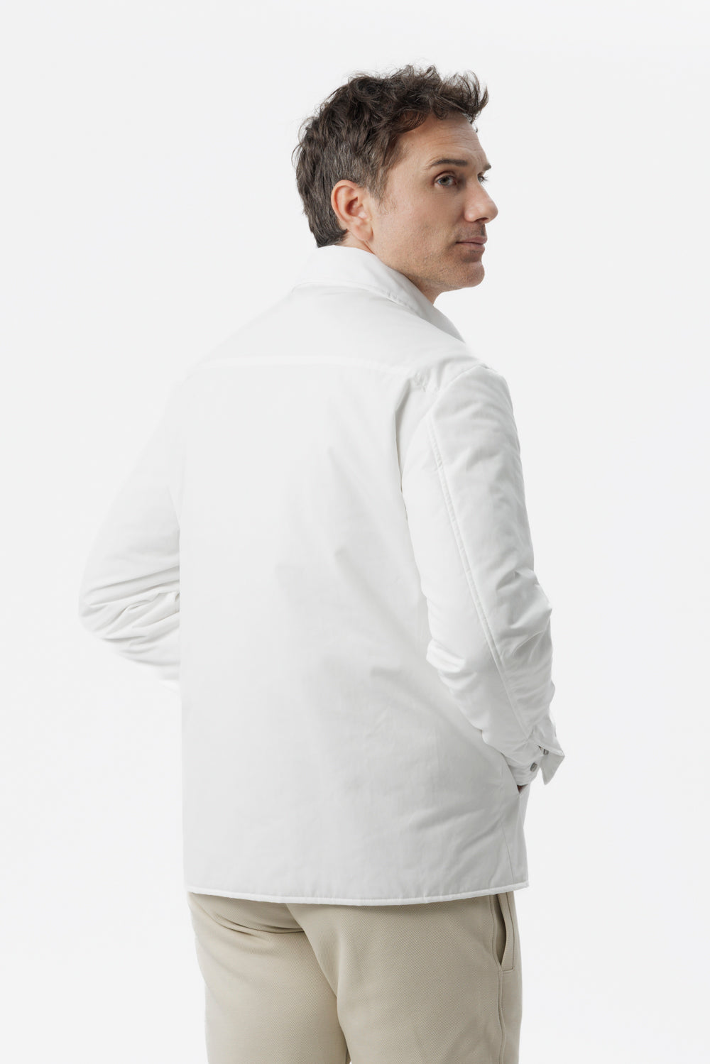 White technical cotton overshirt