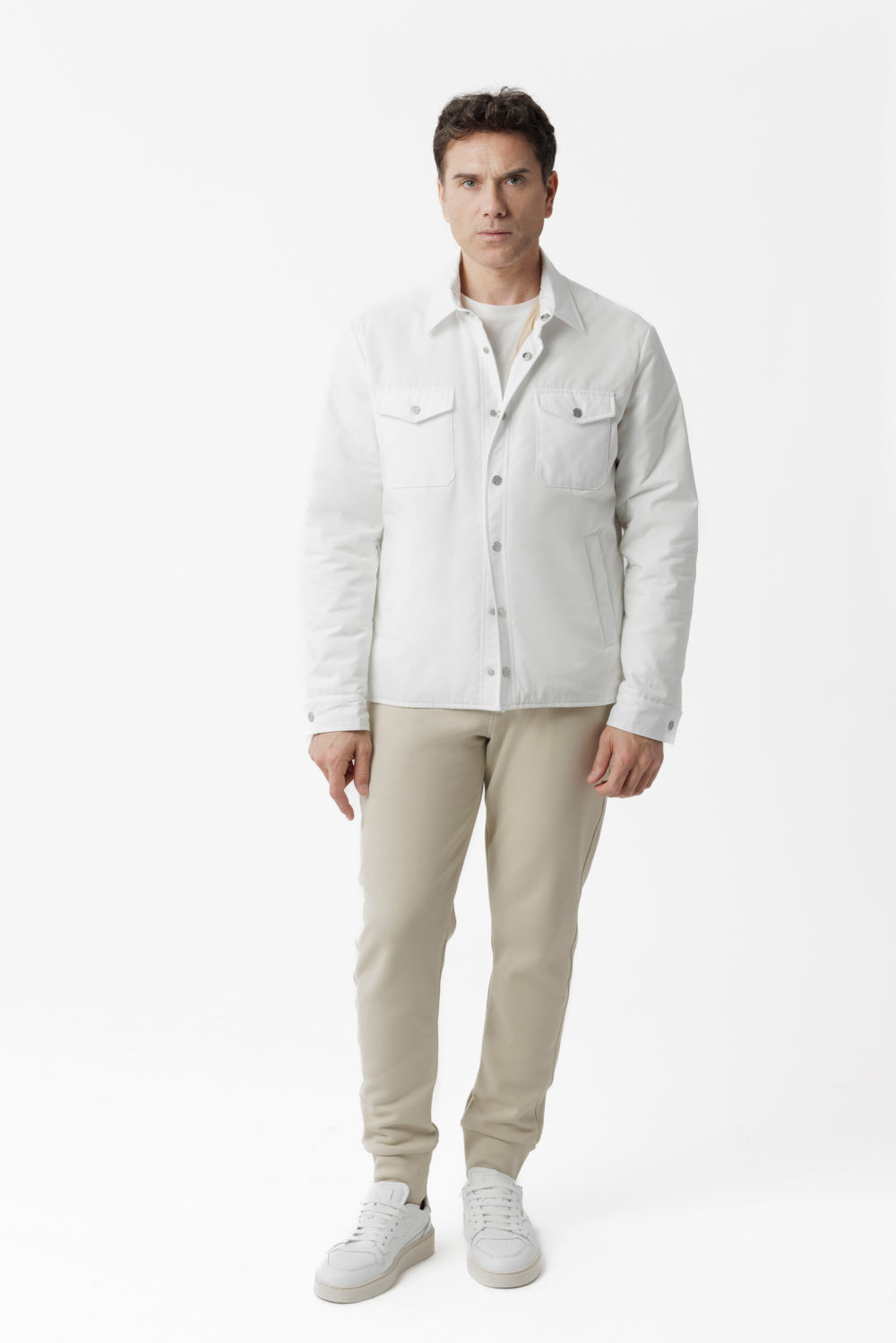 White technical cotton overshirt