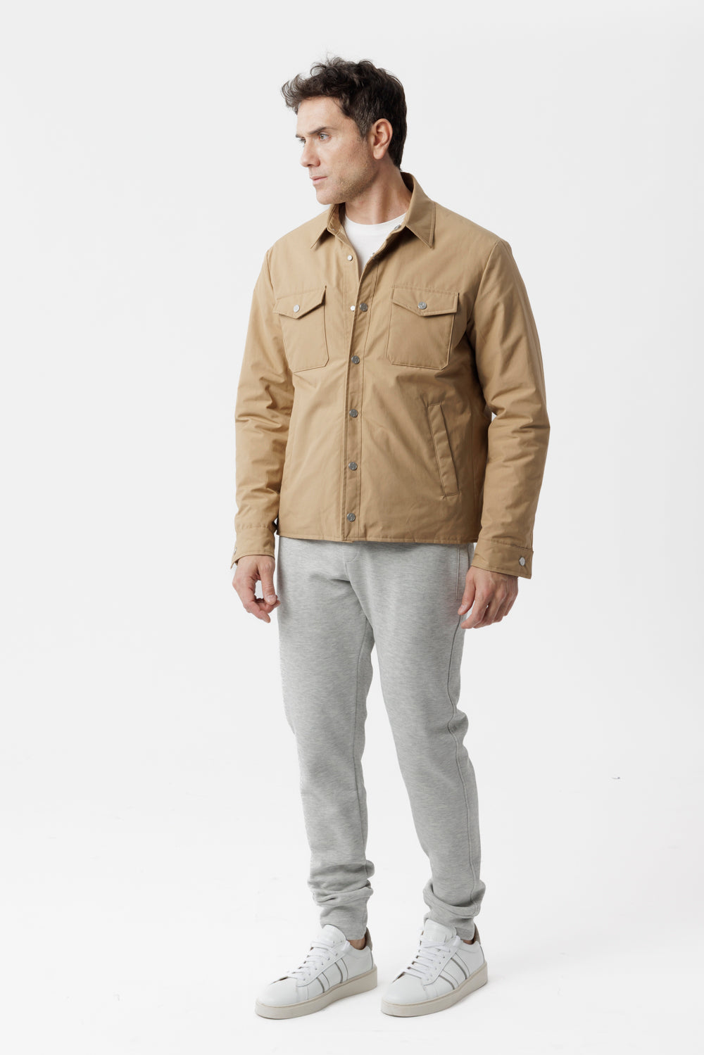 Camel technical cotton overshirt