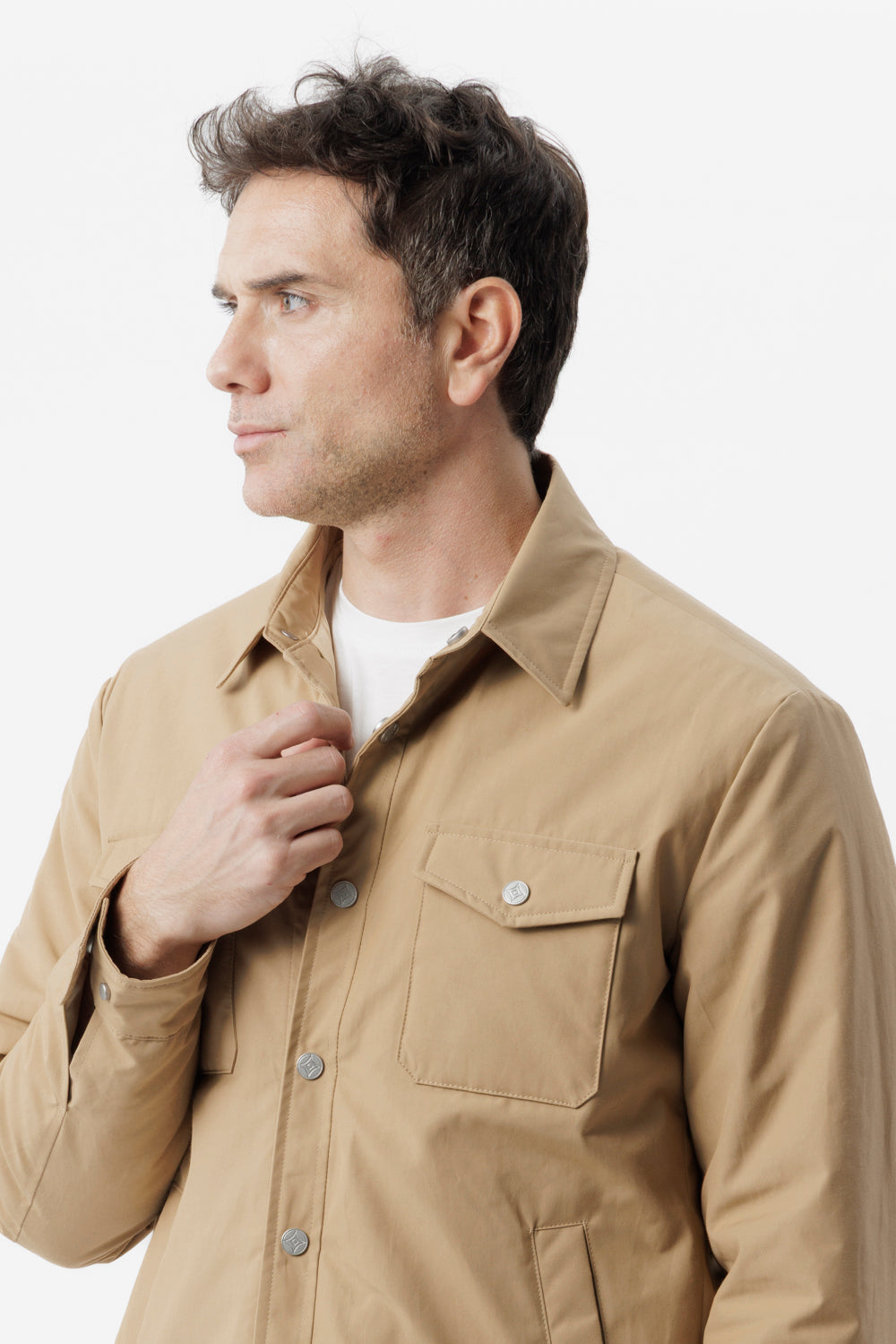 Camel technical cotton overshirt