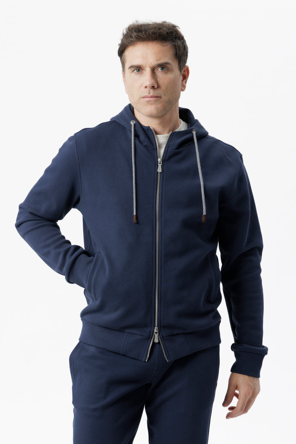 Blue zip-up hoodie