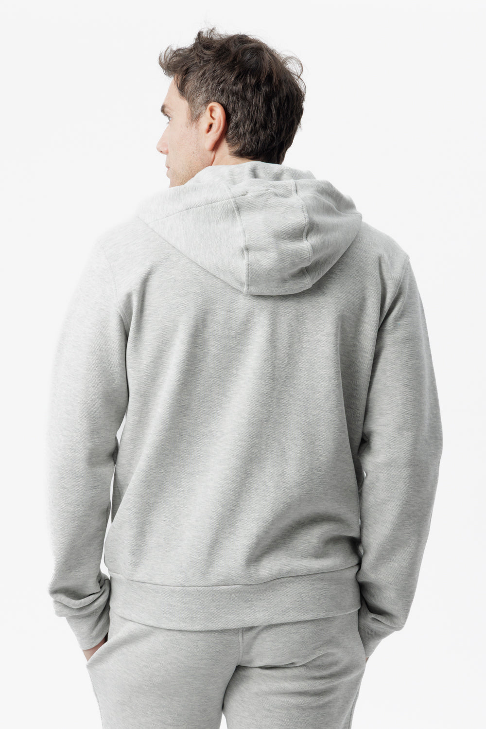 Grey cotton hooded zip sweatshirt