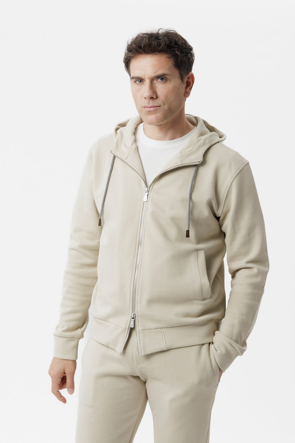 Sand zip hoodie