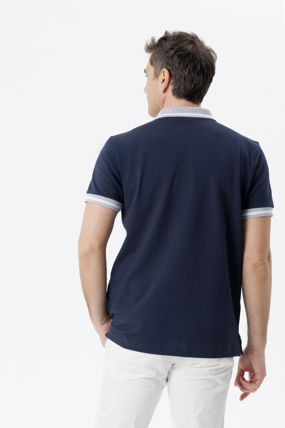 Polo shirt with contrast blue details