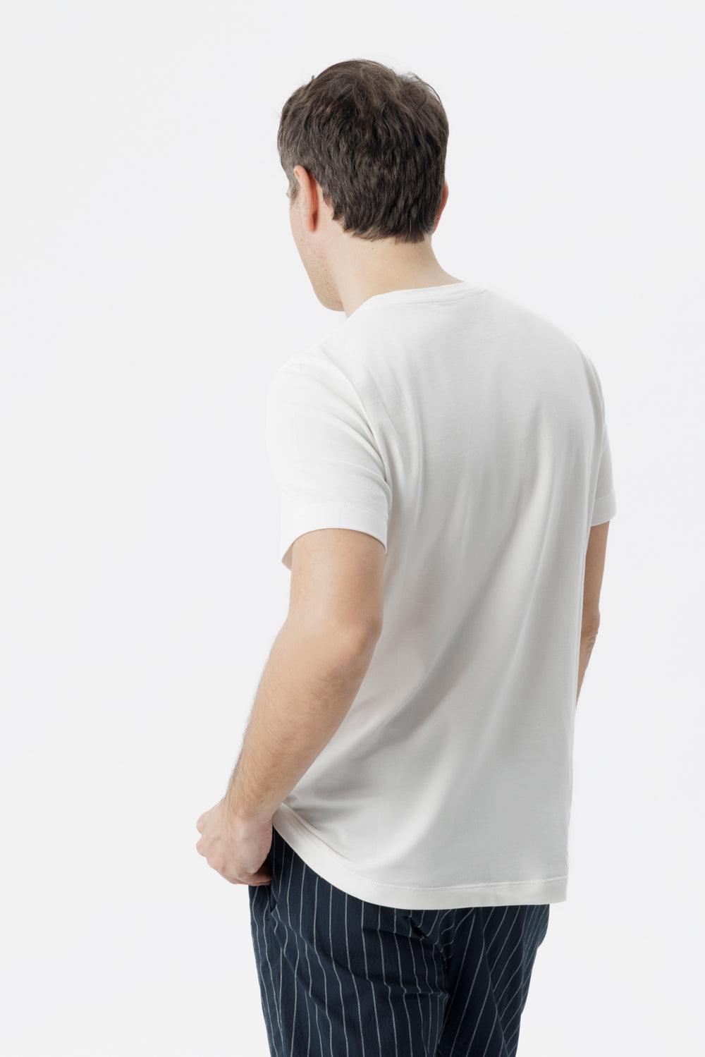 Stretch cotton T-shirt in white