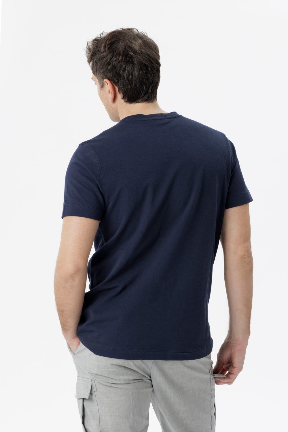 Blue stretch cotton T-shirt