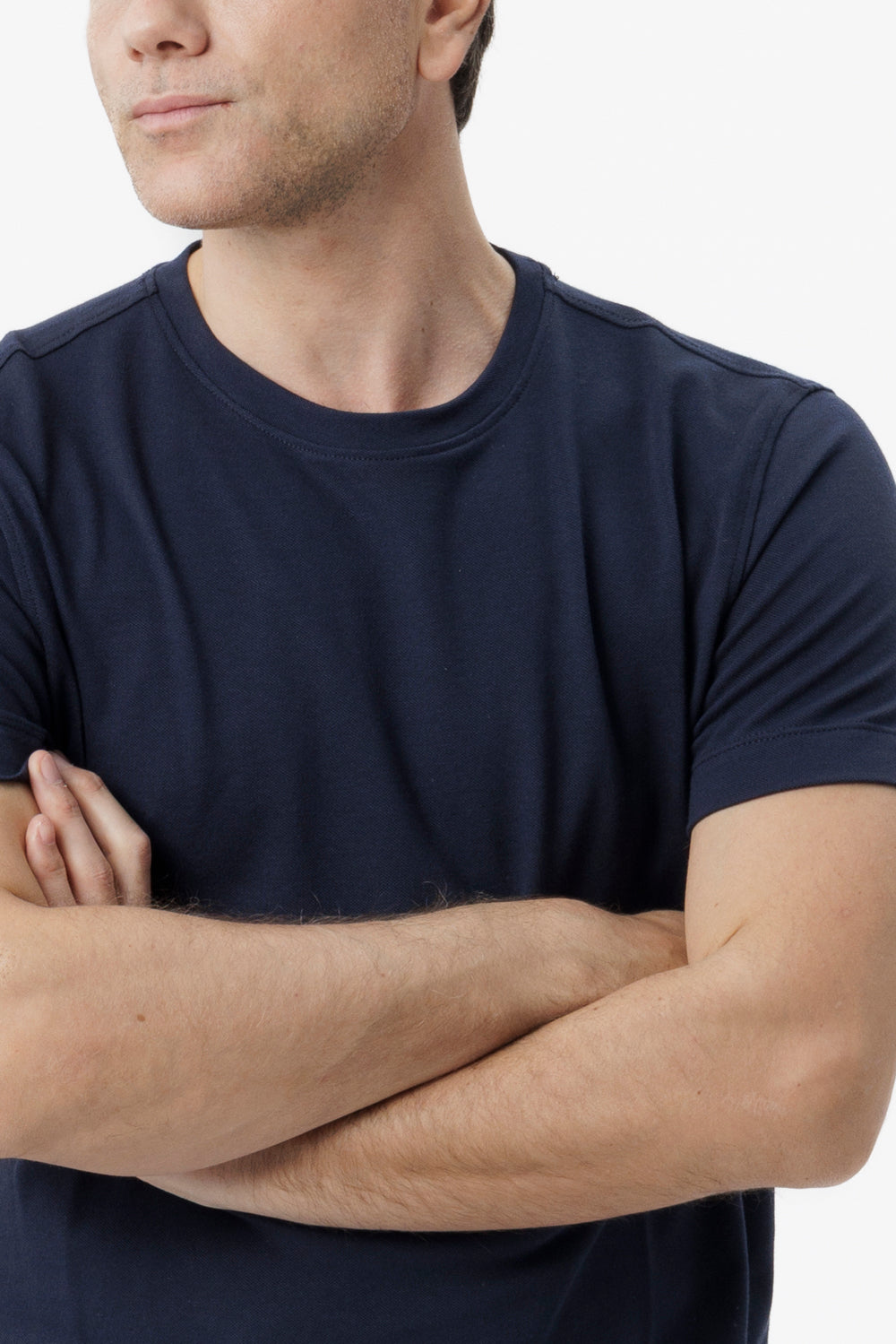 Blue cotton and bamboo T-shirt