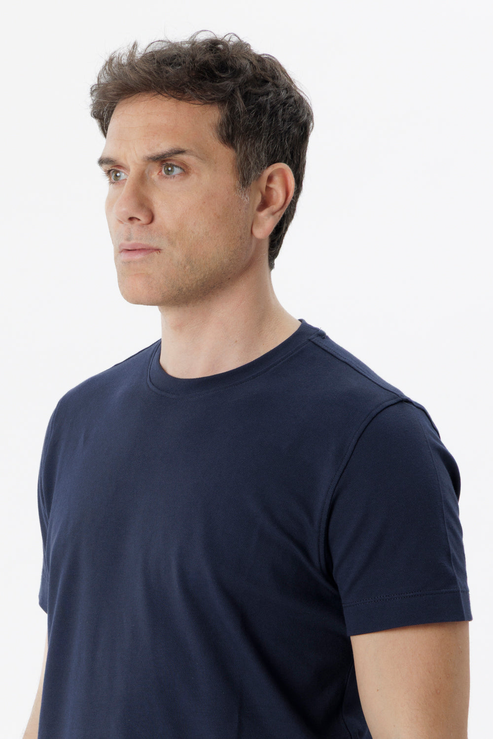 Blue stretch cotton T-shirt