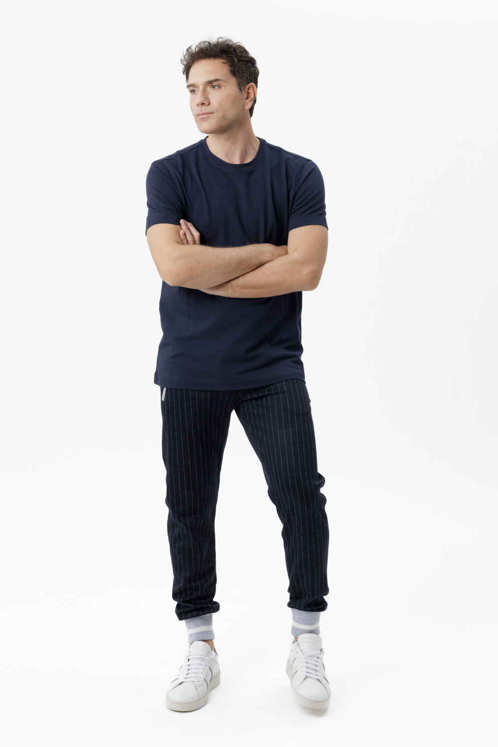 Blue cotton and bamboo T-shirt