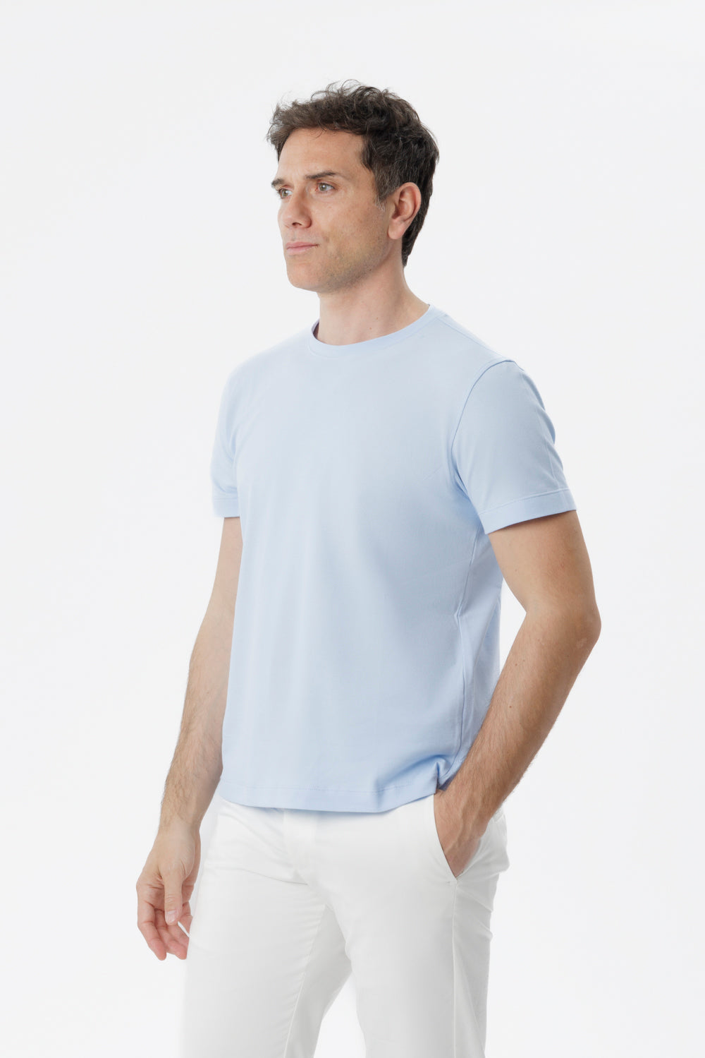 Light blue stretch cotton T-shirt