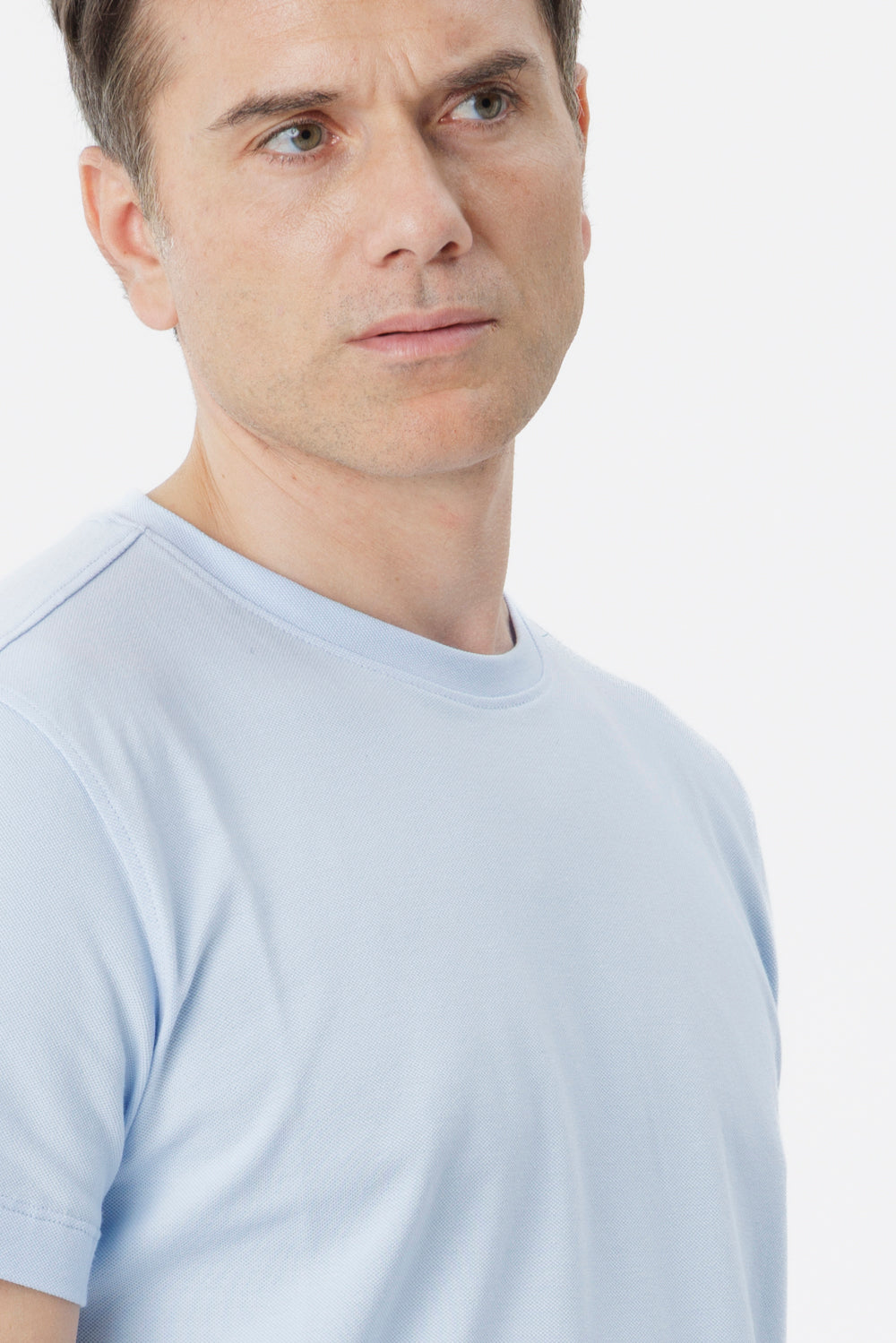 Light blue stretch cotton T-shirt