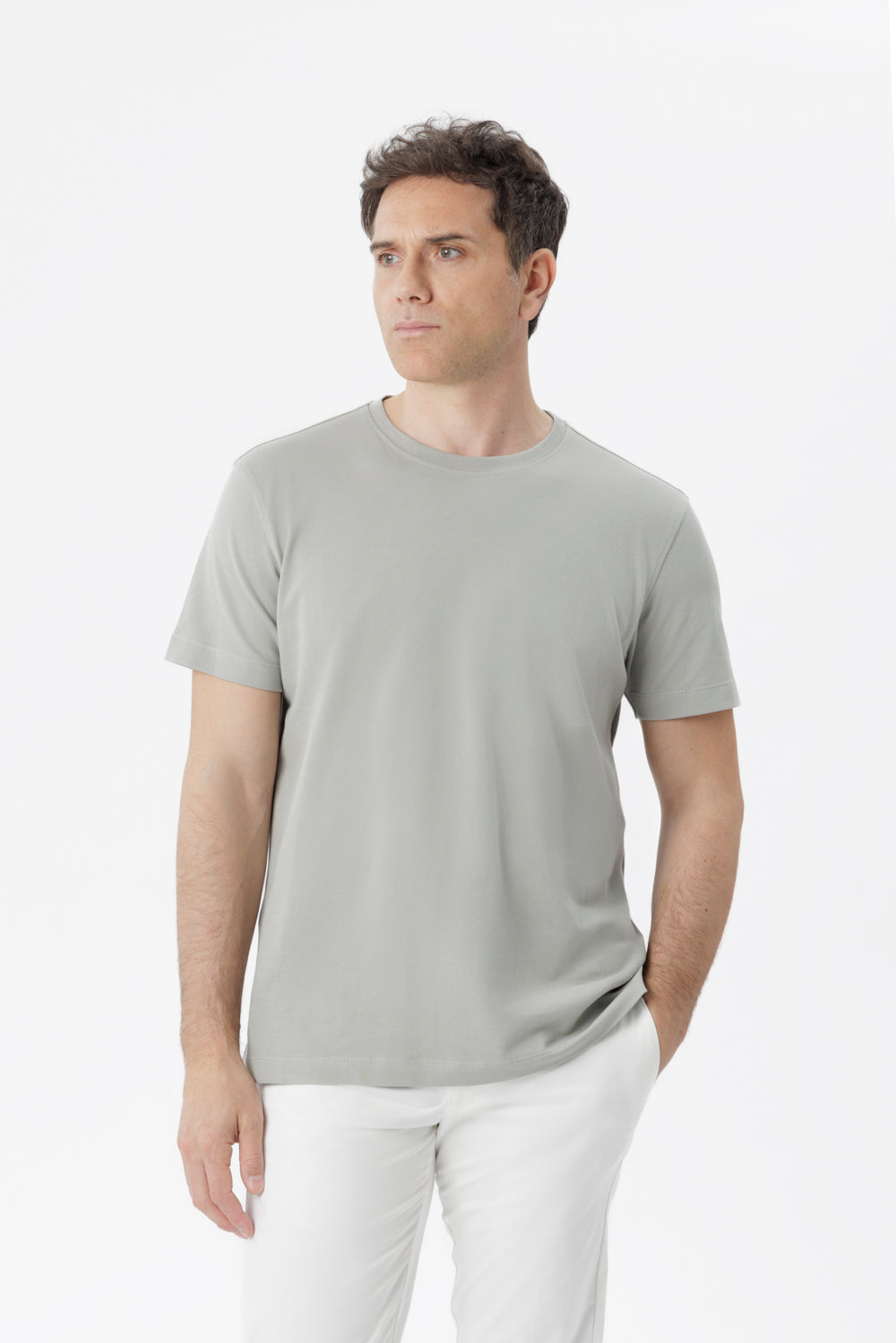 Grey stretch cotton t-shirt