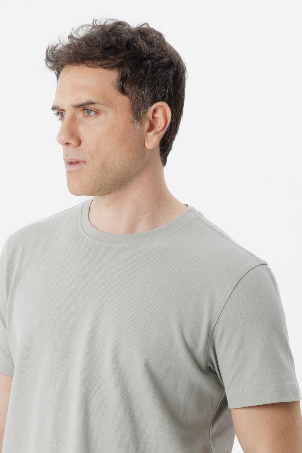 Grey stretch cotton t-shirt
