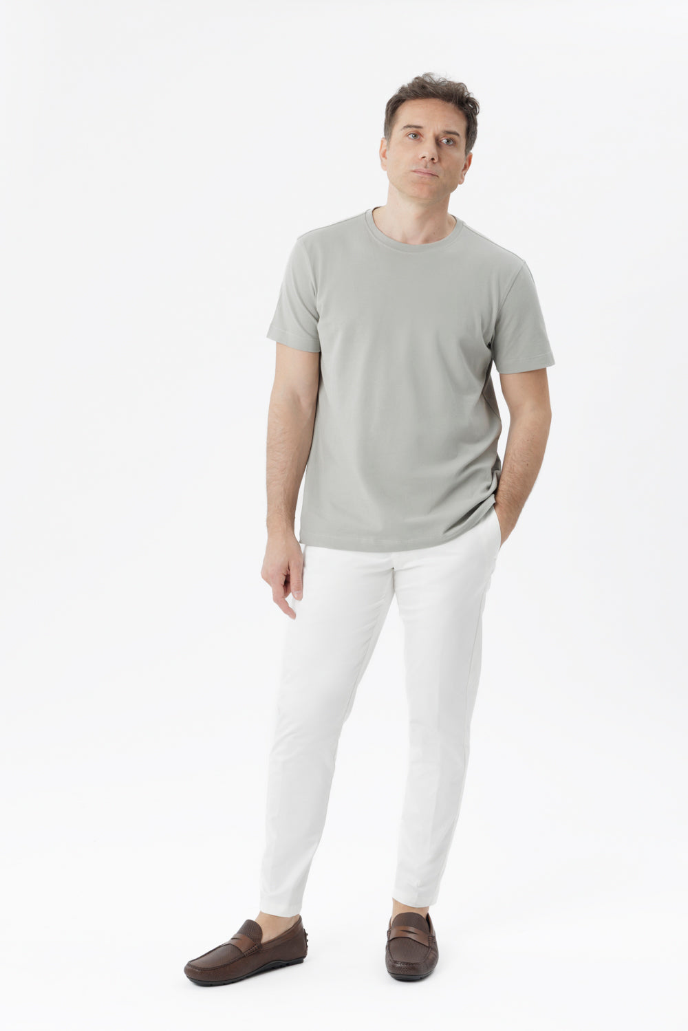 Grey stretch cotton t-shirt