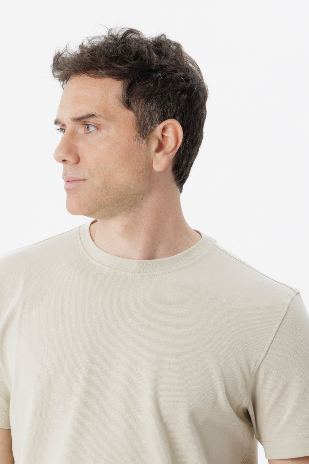 Sand stretch cotton T-shirt