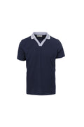 Blue stretch cotton polo shirt