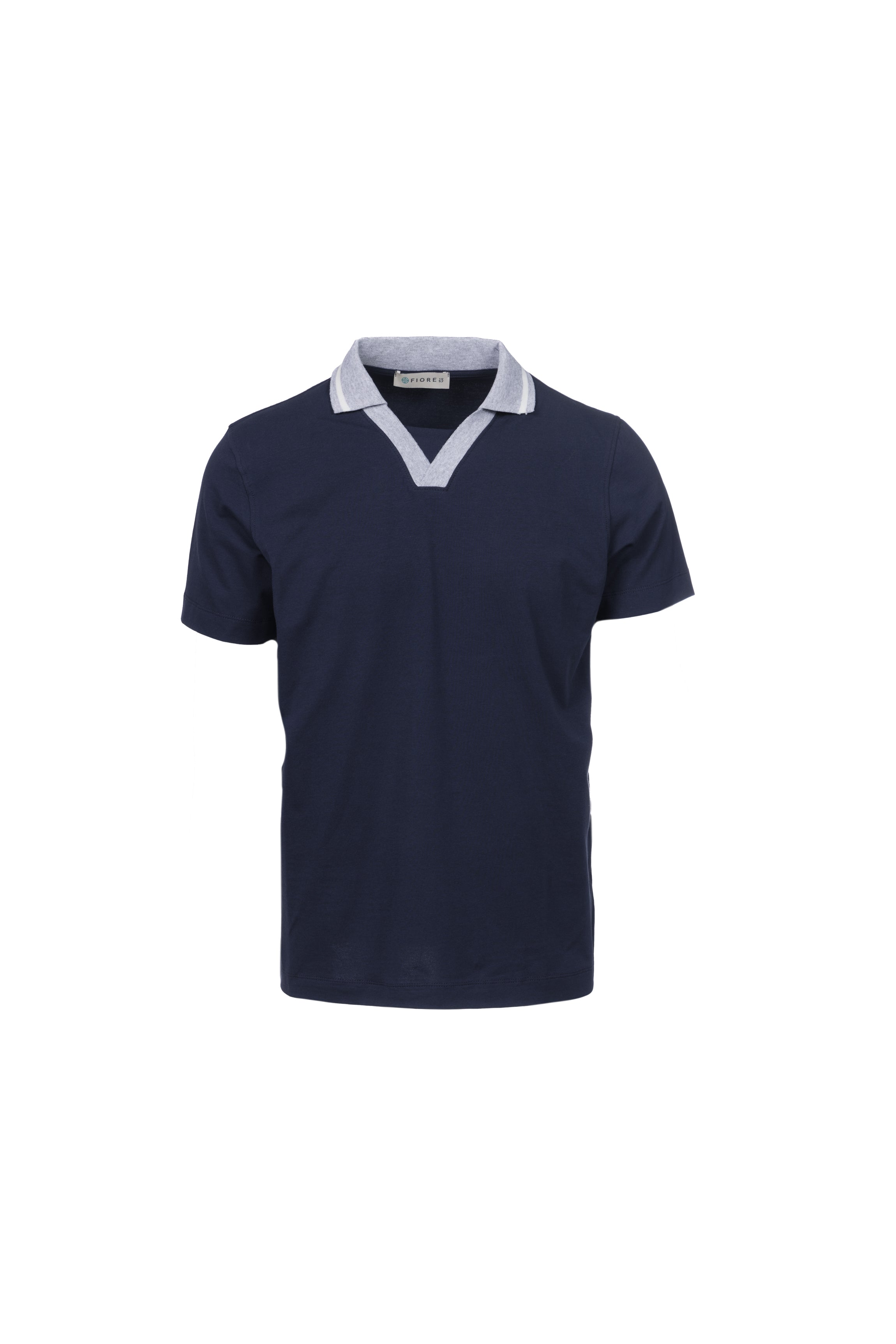 Blue stretch cotton polo shirt