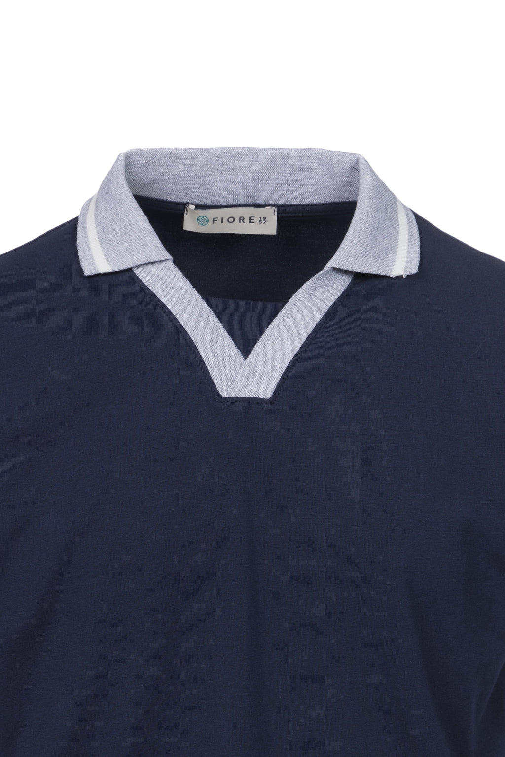 Blue stretch cotton polo shirt