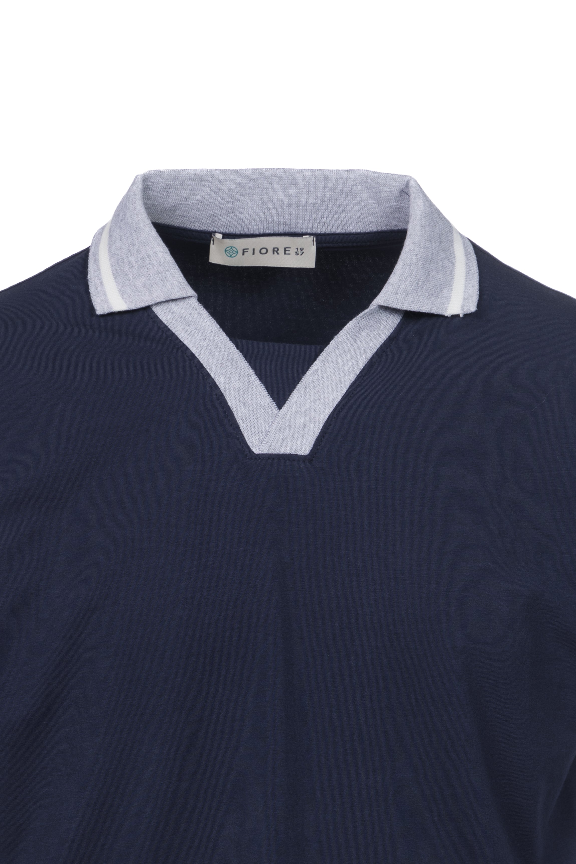 Blue stretch cotton polo shirt